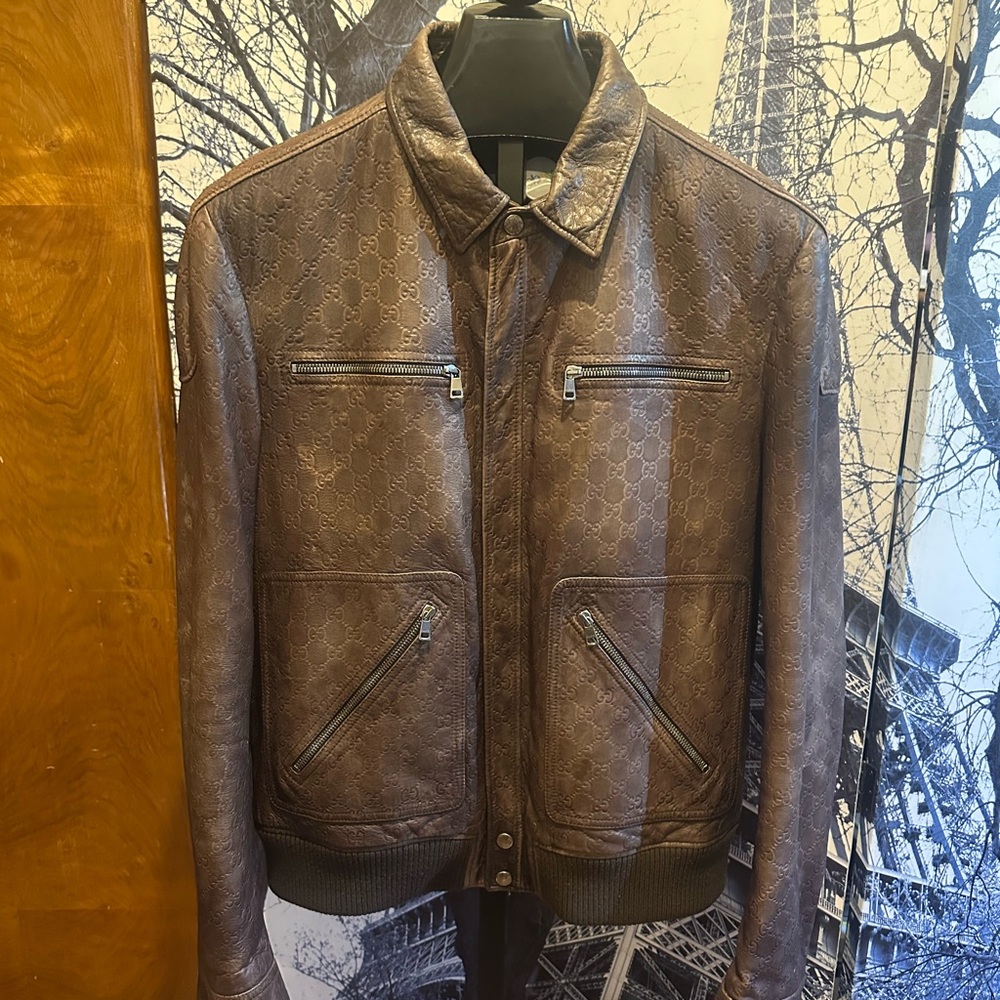 Gucci GG Signature Leather Moto Jacket